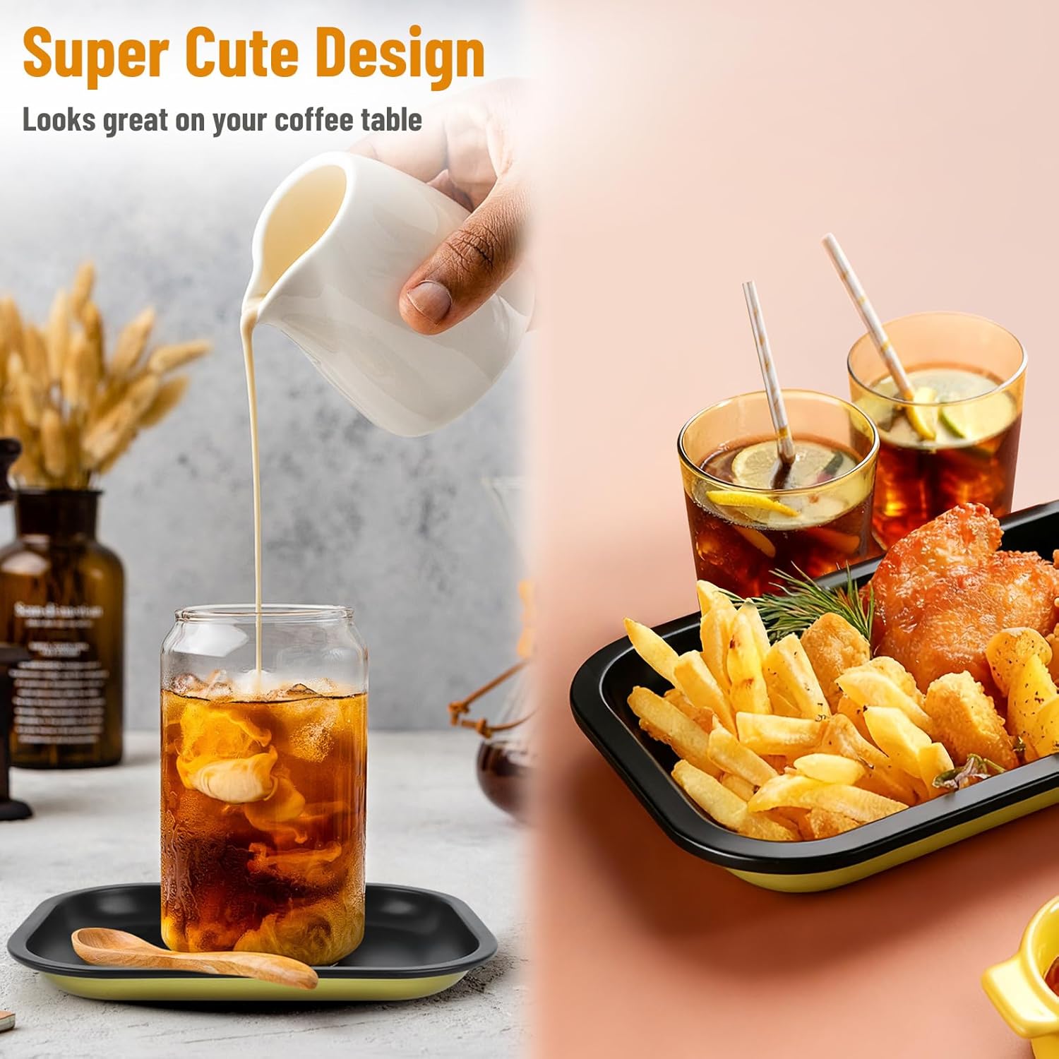 2 Pack Metal Tray with Magnetic Lid, 11 Inch 7 Inch Decorative Trays with 0.6 Inch Depth, Portable Metallic Tray for Jewelry, Sewing, Crafting, Light Travel, Home Decor, Matt Black