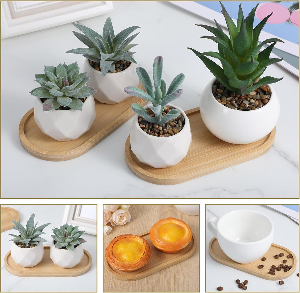 2 Pcs Oval Bamboo Tray Bamboo Soap Dish Dispenser Small Wood Bath Tray Wooden Bathroom Countertop Trays Kitchen Trays Sink Dresser Jewelry Dish Comestic Holder Bathtub 6.89 × 3.47 Inch