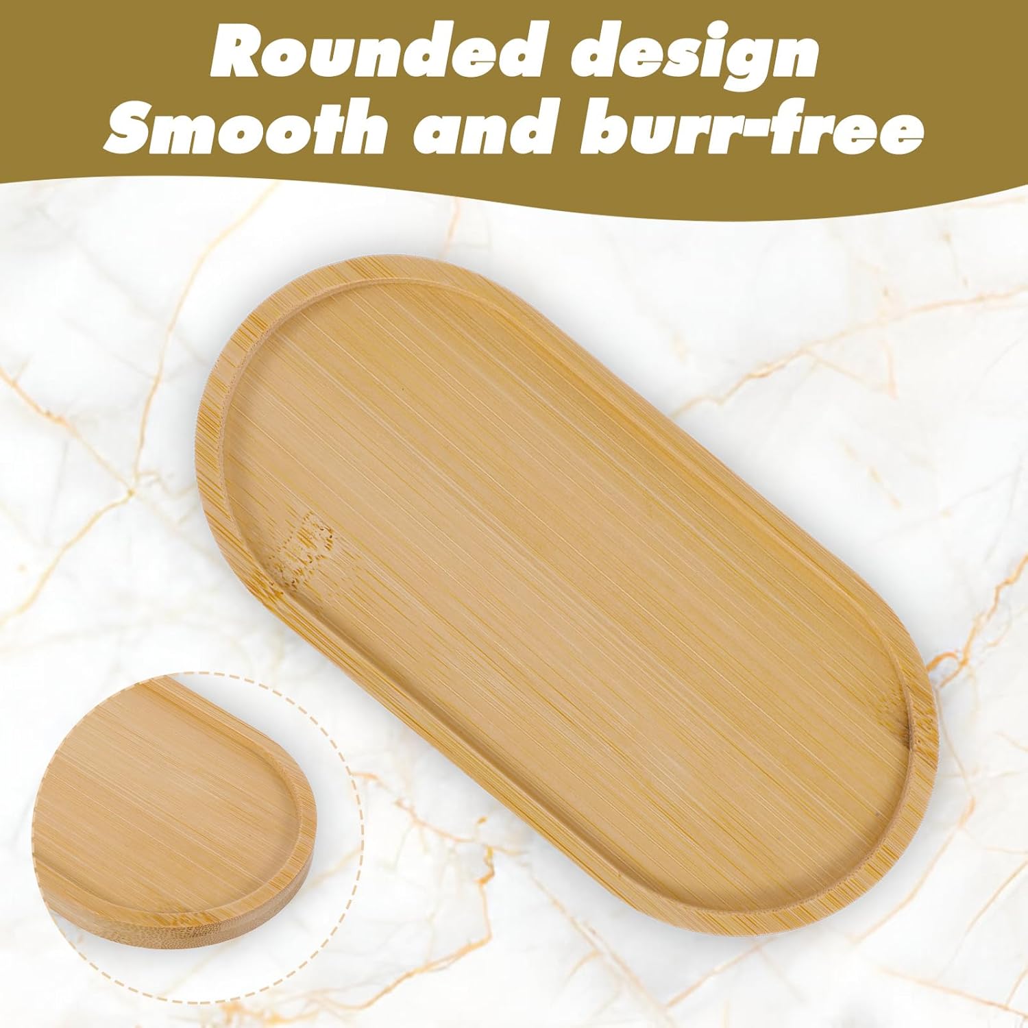 2 Pcs Oval Bamboo Tray Bamboo Soap Dish Dispenser Small Wood Bath Tray Wooden Bathroom Countertop Trays Kitchen Trays Sink Dresser Jewelry Dish Comestic Holder Bathtub 6.89 × 3.47 Inch