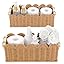 2 Pack Paper Rope Storage Baskets for Toilet Paper, Scalloped Edge Decor Baskets for Bathroom, Hand Woven Organizer Basket with Wooden Handle, Neutral Organizing Basket for Toilet Tank Top Bedroom