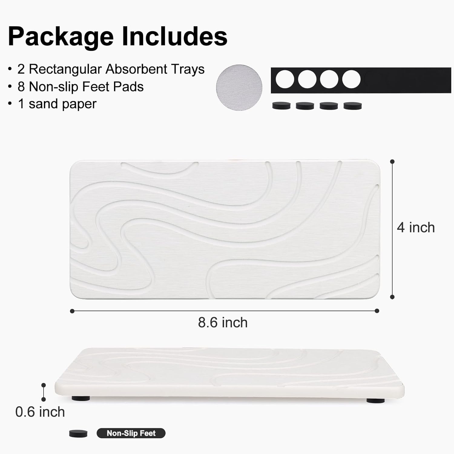 2 Pcs Water Absorbing Stone Tray for Sink Diatomaceous Earth Dish Drying Mat for Kitchen Counter Soap Dish White Diatomite Bathroom Sink Vanity Trays Absorbent Coasters Bathroom Decor and Accessories