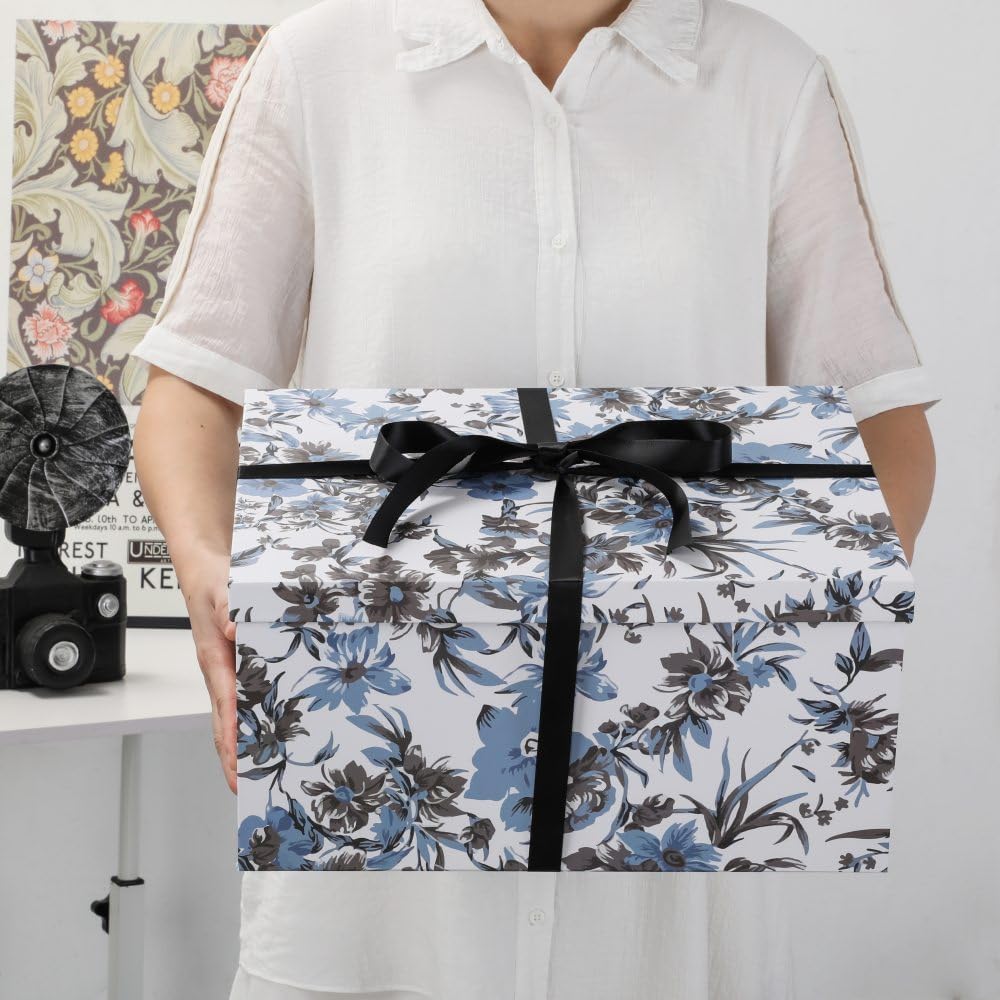 1 Pack Decorative Box 13x9x6 Inch Decorative Storage Boxes with Lids for Home Decor Memory Box for Keepsakes Keepsake Box Large Gift Boxes with Lid