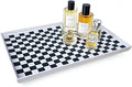 11 x 7 Ceramic Bathroom Tray for Countertop, Decorative Vanity Tray for Perfume, Jewelry, Candle, Rectangular Soap Dish Trays for Kitchen Counter, Bathrooms,Dresser Tops-Black and White Checkered