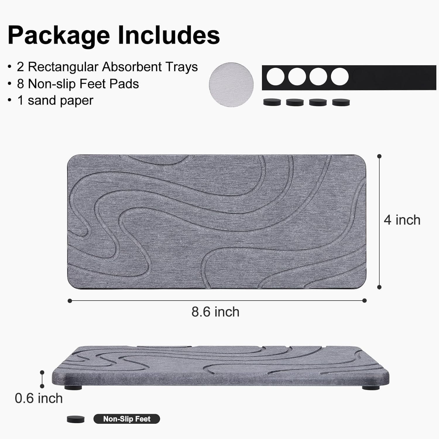 2 Pcs Water Absorbing Stone Tray for Sink Diatomaceous Earth Dish Drying Mat for Kitchen Counter Soap Dish White Diatomite Bathroom Sink Vanity Trays Absorbent Coasters Bathroom Decor and Accessories