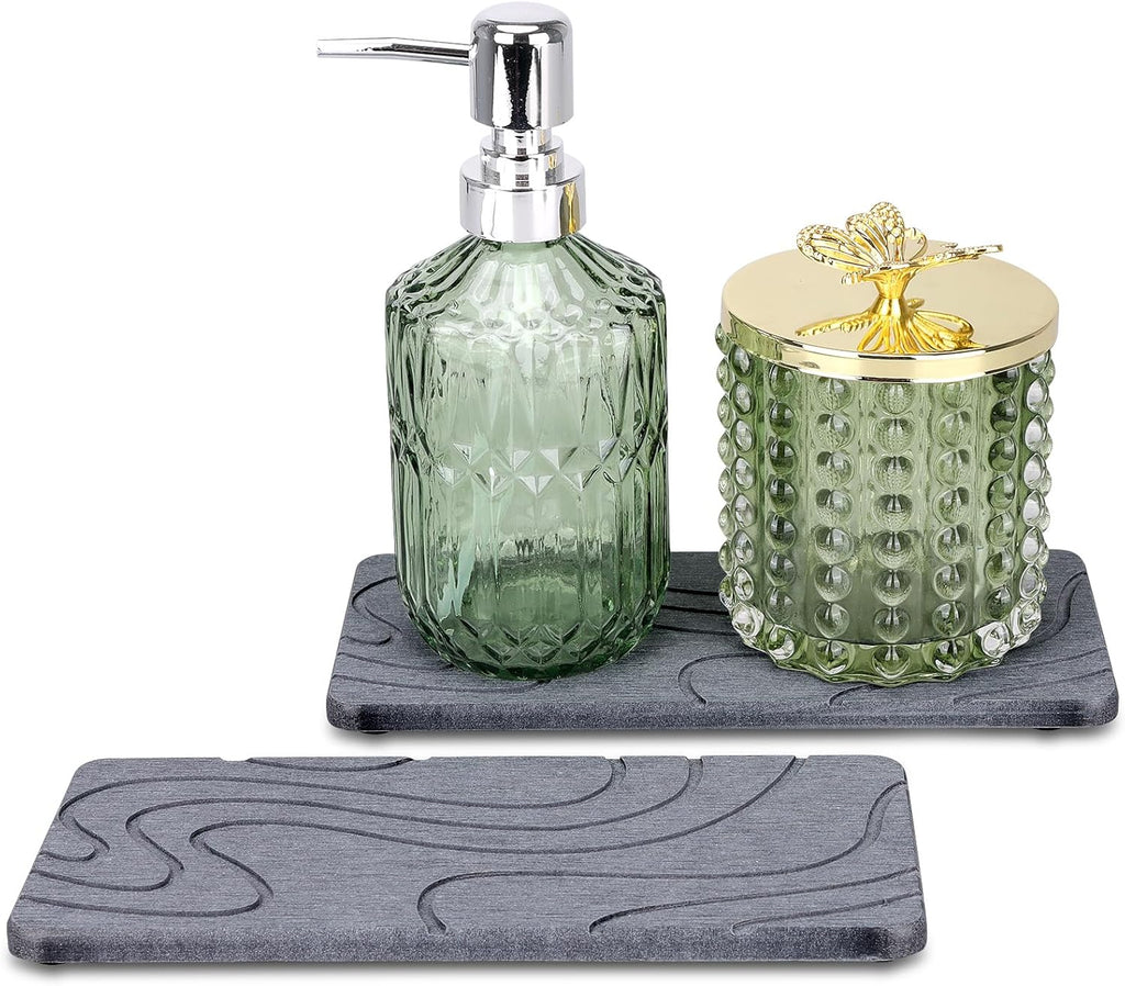 2 Pcs Water Absorbing Stone Tray for Sink Diatomaceous Earth Dish Drying Mat for Kitchen Counter Soap Dish White Diatomite Bathroom Sink Vanity Trays Absorbent Coasters Bathroom Decor and Accessories