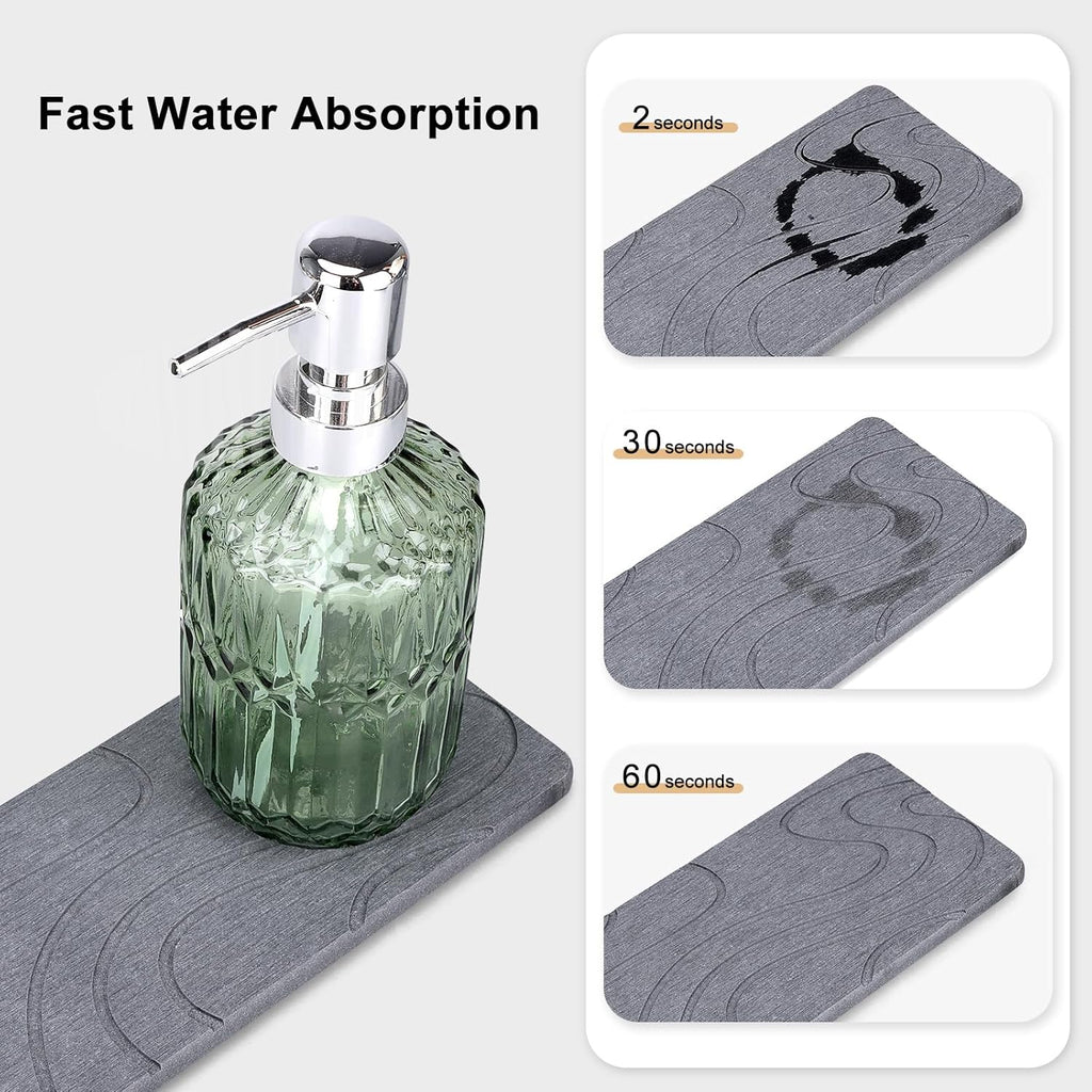 2 Pcs Water Absorbing Stone Tray for Sink Diatomaceous Earth Dish Drying Mat for Kitchen Counter Soap Dish White Diatomite Bathroom Sink Vanity Trays Absorbent Coasters Bathroom Decor and Accessories